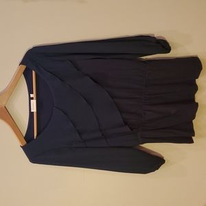 Anthropology navy long-sleeved blouse S by Deletta